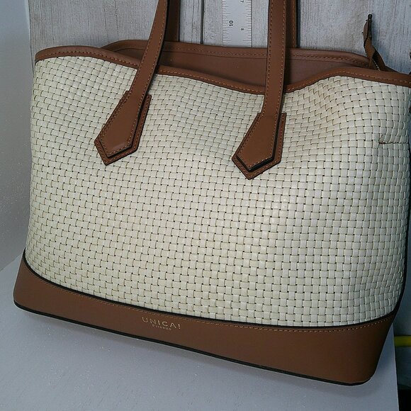 Designer Unica! Firenze Basket woven Saddle tan Leather Made in Italy - Picture 10 of 10